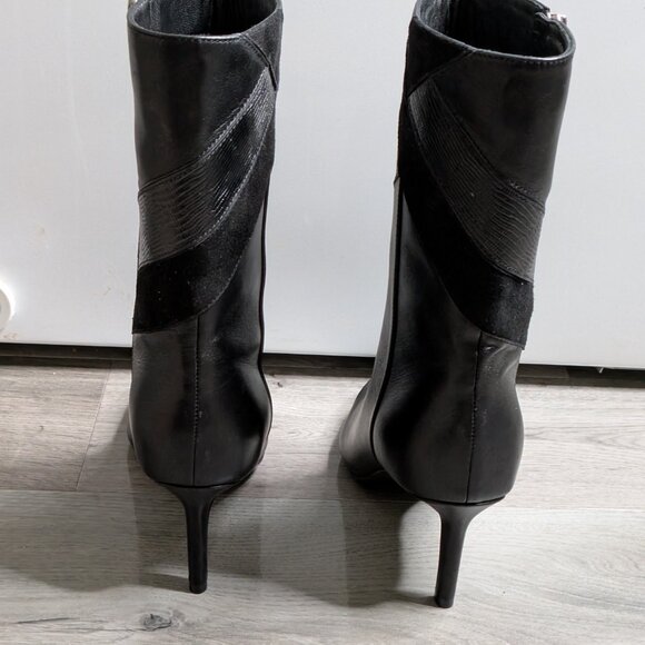 $550 AQUATALIA Miranda nap POINTY TOE STILETTO HEEL Leather/suede BLACK Size 8M - Picture 5 of 9